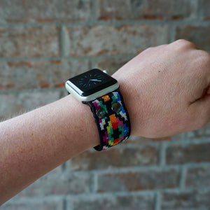 Black Aztec Elastic Apple Watch Band