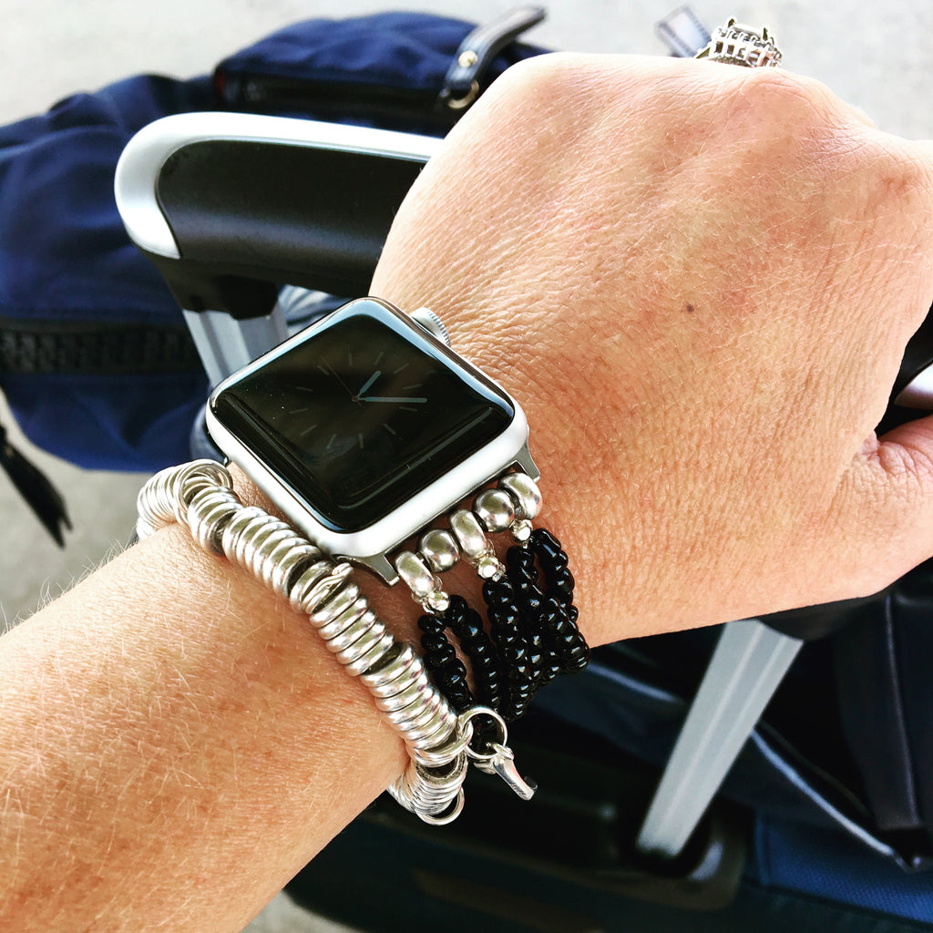 Black Beaded Apple Watch Band