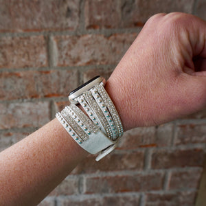 White Bling Apple Watch Double Wrap Band