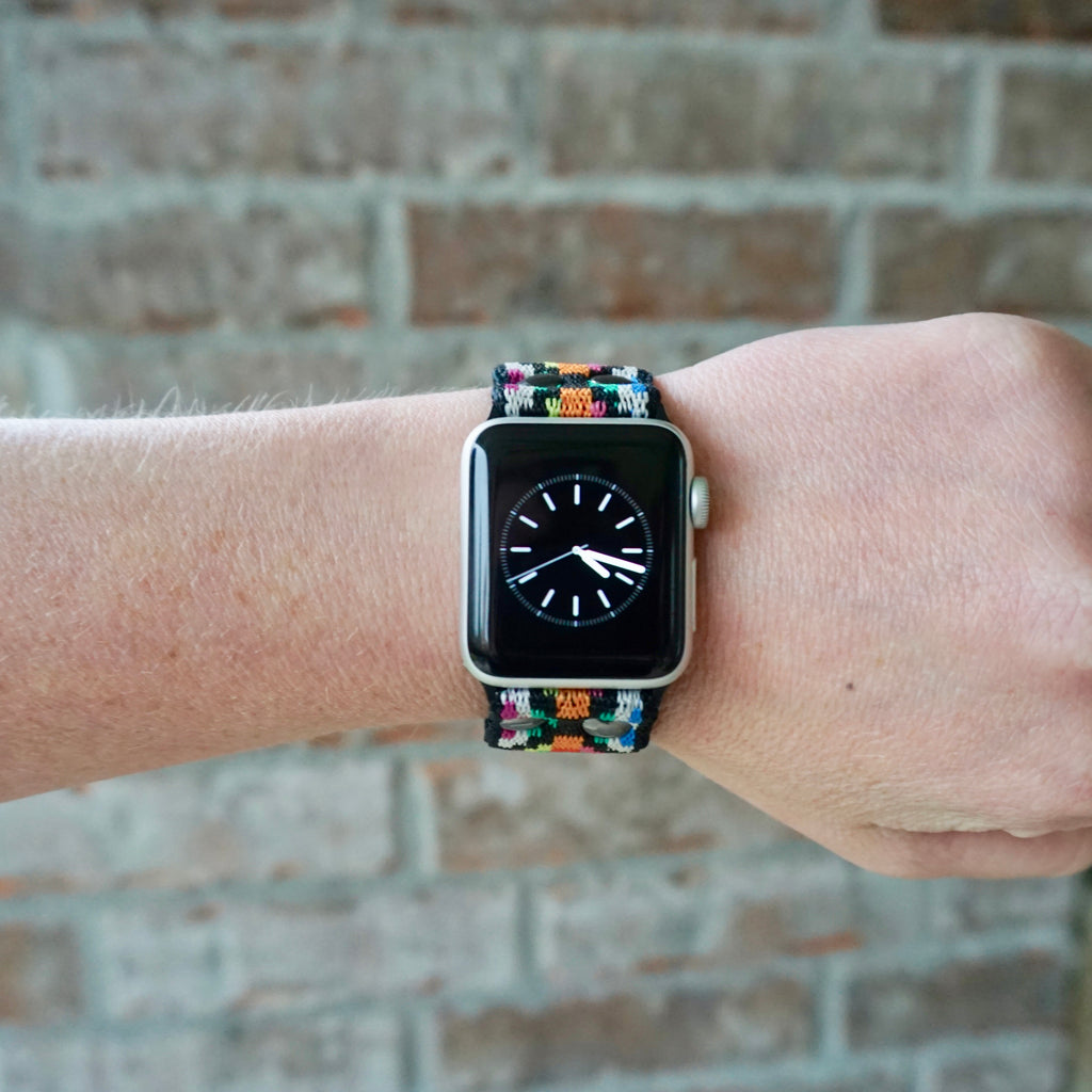 Black Aztec Elastic Apple Watch Band