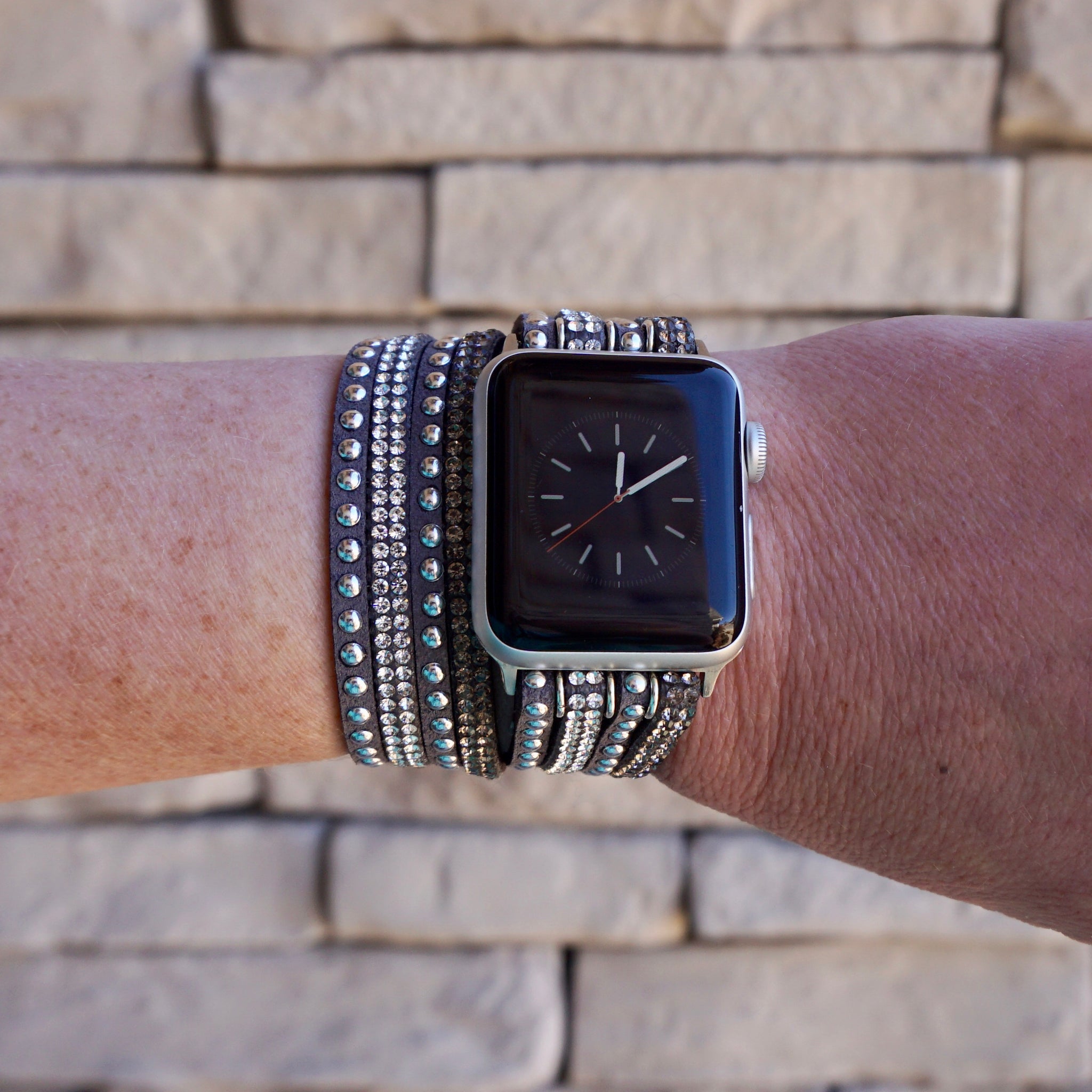 Gray Bling Apple Watch Double Wrap Band