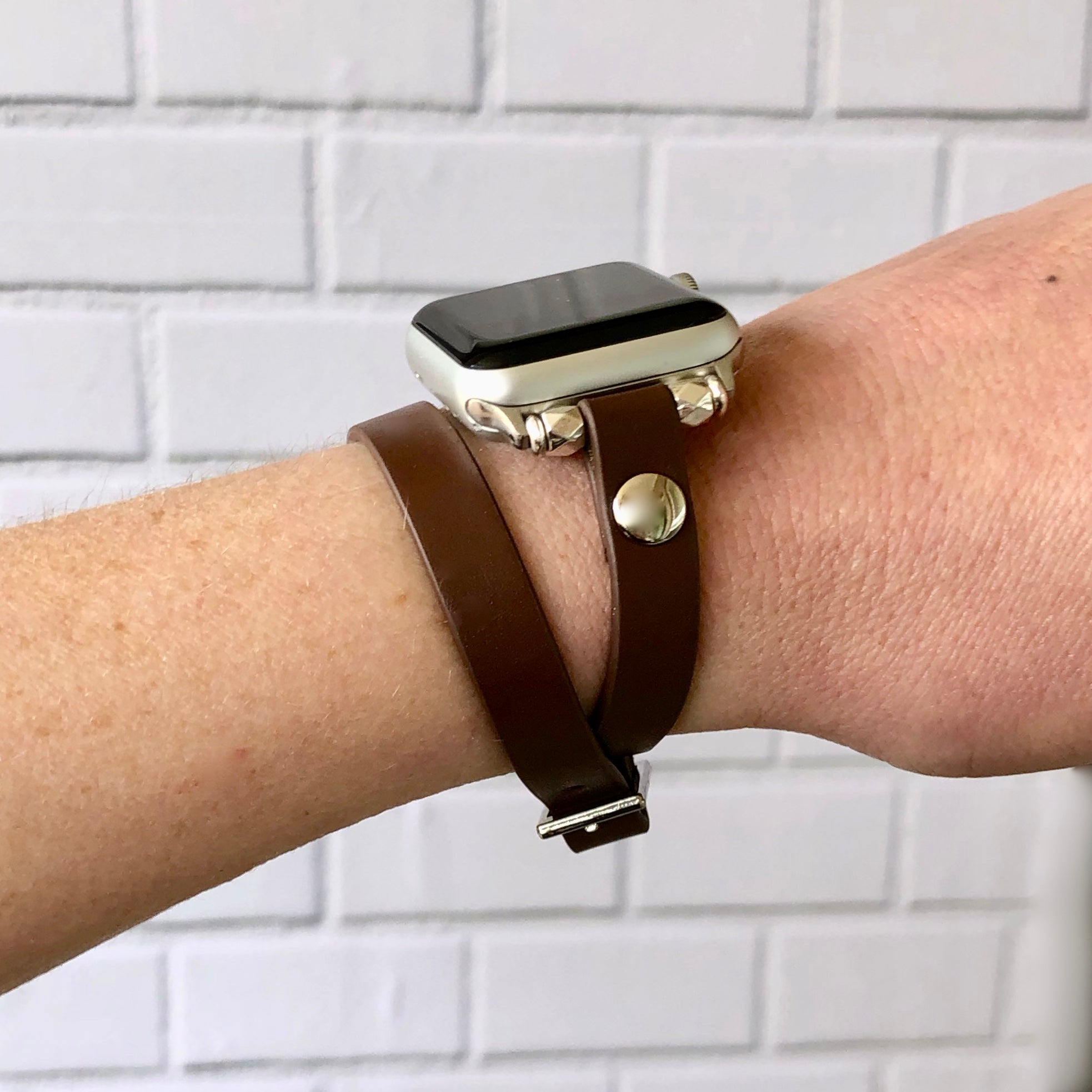 Brown Leather Double Wrap Apple Watch Band