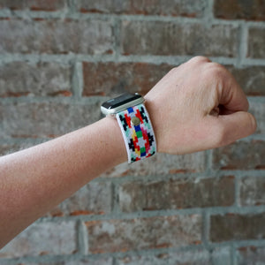 White Aztec Elastic Apple Watch Band