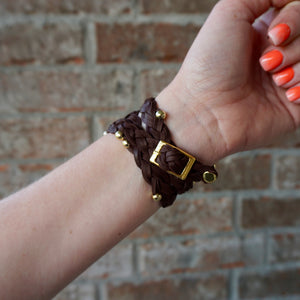 Brown Braided Leather Apple Watch Band