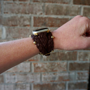 Brown Braided Leather Apple Watch Band