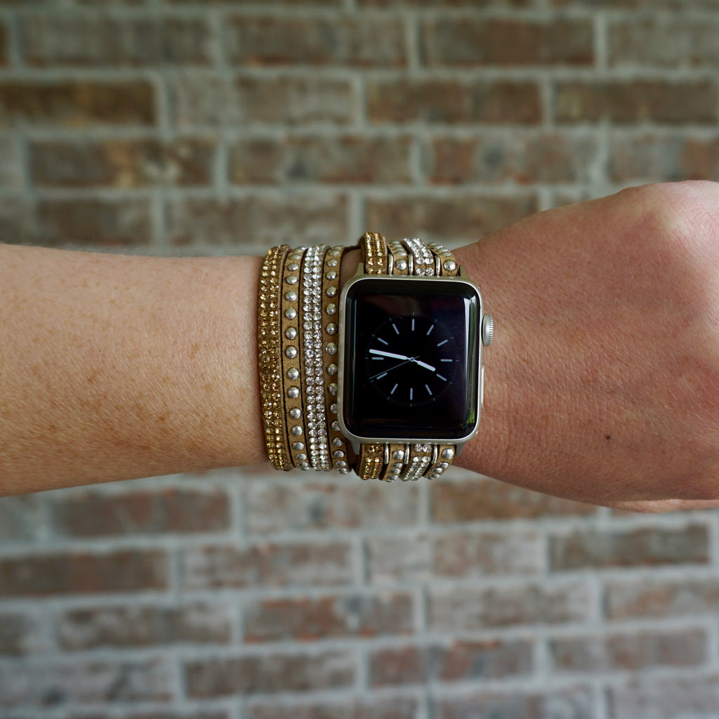 Khaki Bling Apple Watch Double Wrap Band