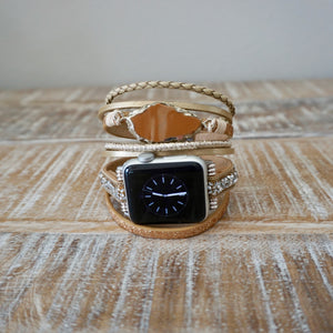 Tan Agate Apple Watch Bracelet Cuff