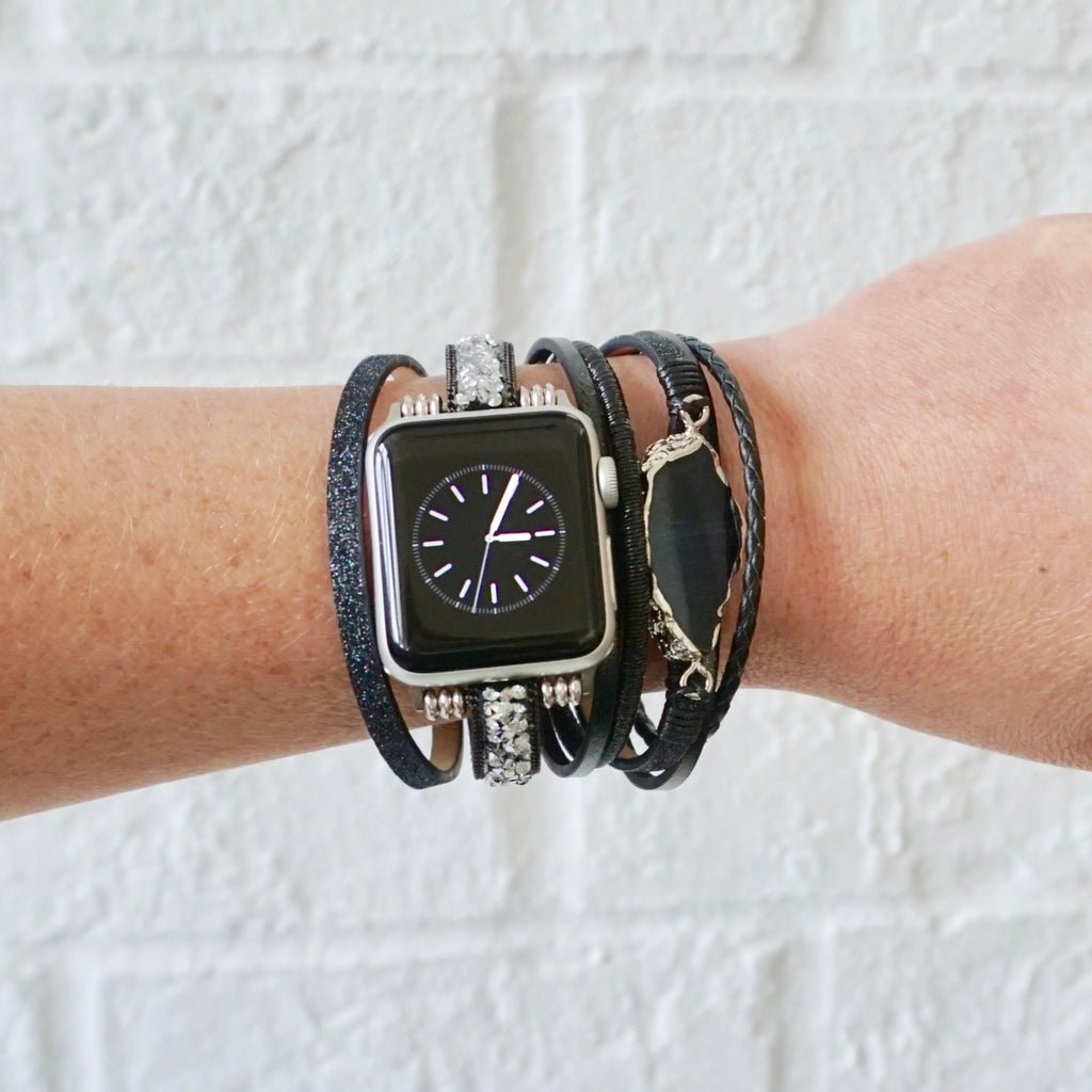 Black Agate Apple Watch Bracelet Cuff