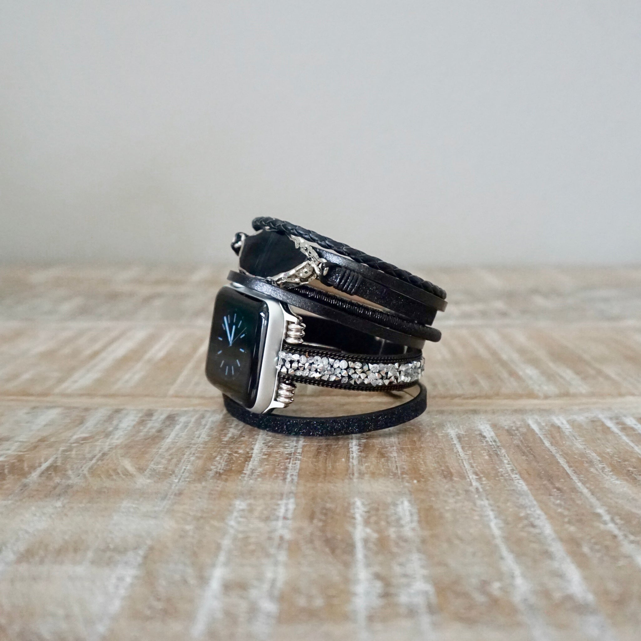 Black Agate Apple Watch Bracelet Cuff